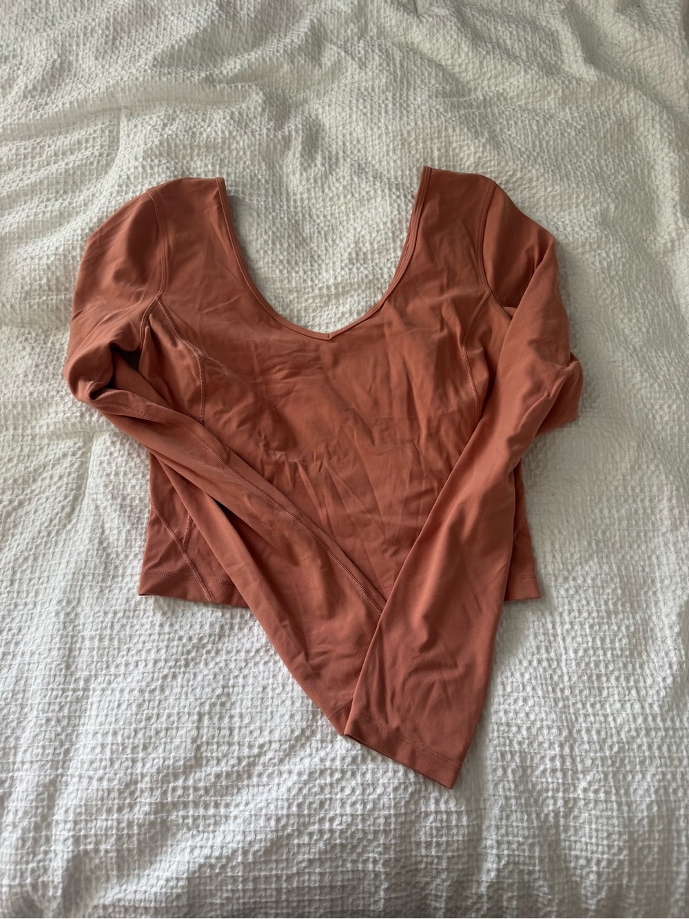 Lululemon align Long Sleeve Scoop Neck Women's Top in dark blush color